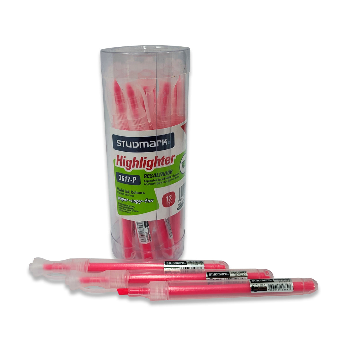 Resaltador Rosado 12 Unidades Studmark 3617-P