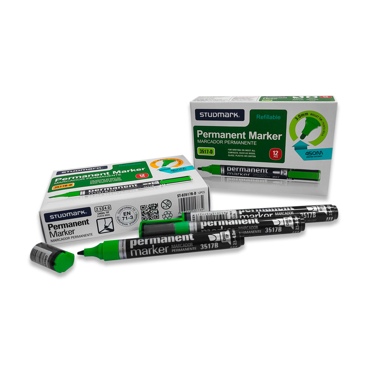 Marcador Permanente Verde Studmark 3517-D