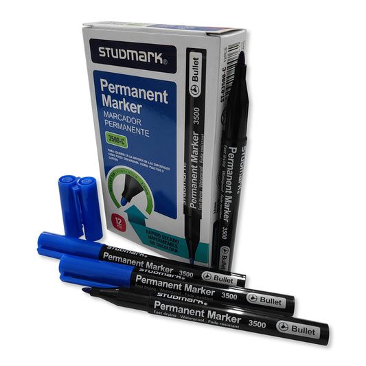 Marcador Permanente Punta Bola Azul 12 Und Studmark 3500-C