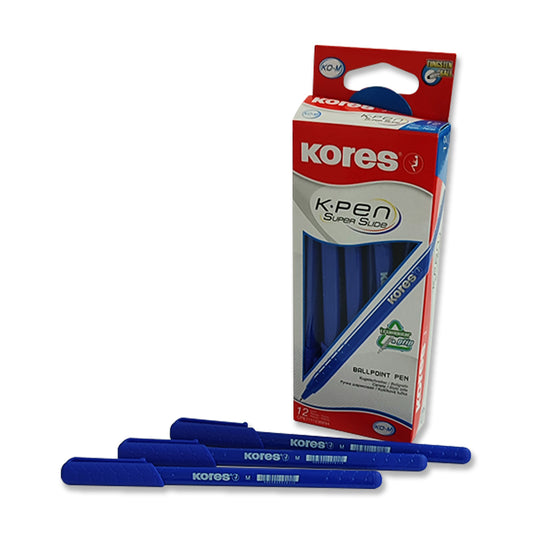 Bolígrafo Kores K0M Color Azul Caja de 12 Unidades