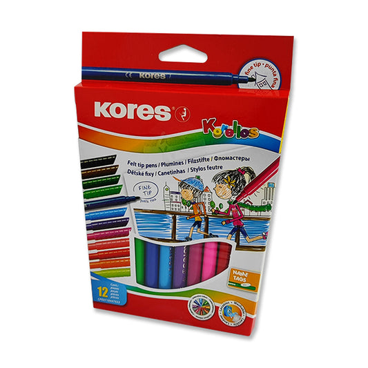 Marcadores de Colores Punta Fina Kores 12 Colores