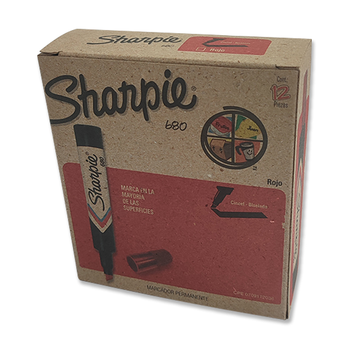 Marcador Permanente Sharpie 680 color Rojo 12 Unidades – Mas Papel
