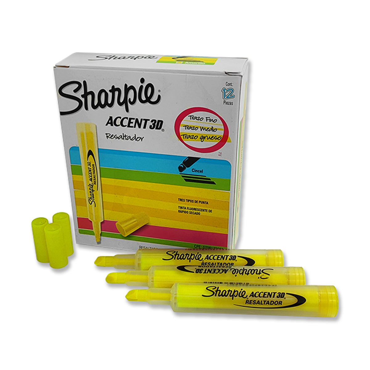 Resaltador Sharpie color Amarillo 12 Unidades