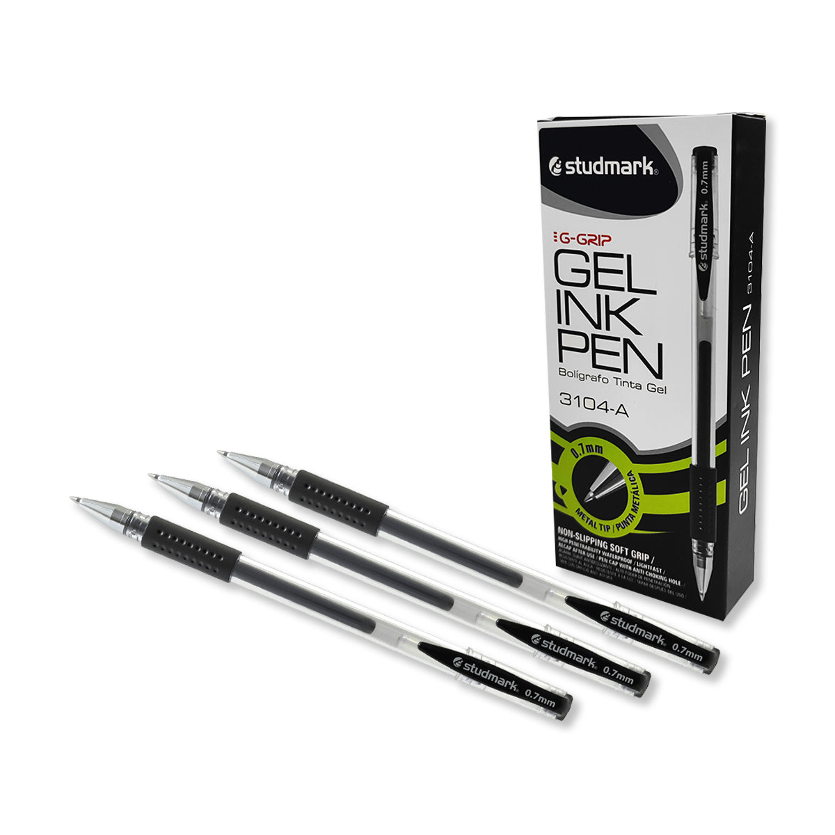 Bolígrafo Tinta de Gel Studmark ST-03104-A Negro Caja de 12 Unidades