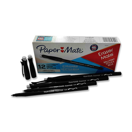 Bolígrafos Paper Mate con Borra Negro Caja de 12 Unidades