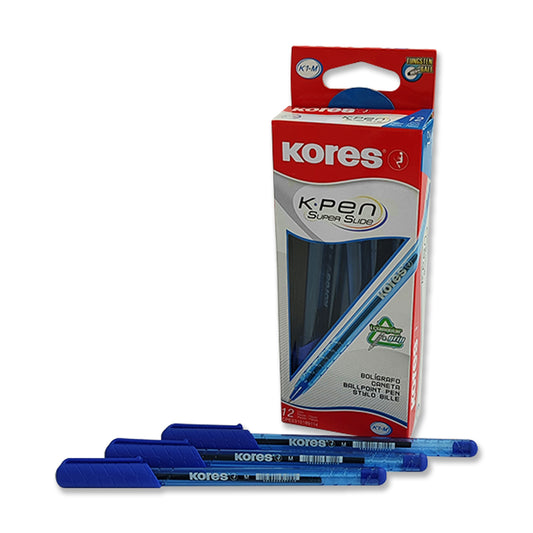 Bolígrafo Kores K1M Color Azul Caja de 12 Unidades
