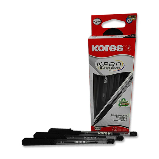 Bolígrafo Kores K2M Color Negro Caja de 12 Unidades