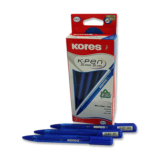 Bolígrafo Kores K5F Color Azul Caja de 12 Unidades