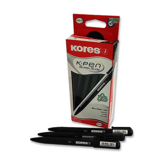 Bolígrafo Kores K5F Color Negro Caja de 12 Unidades