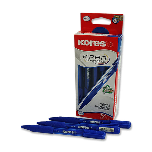 Bolígrafo Kores K6M Color Azul Caja de 12 Unidades