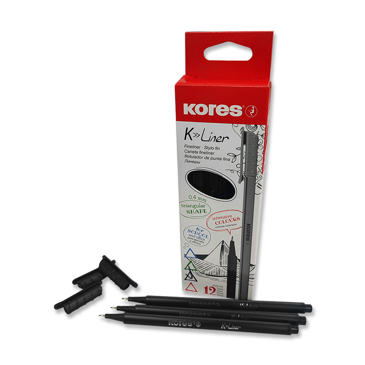 Rotulador Kores K-Liner Negro Caja de 12 Unidades