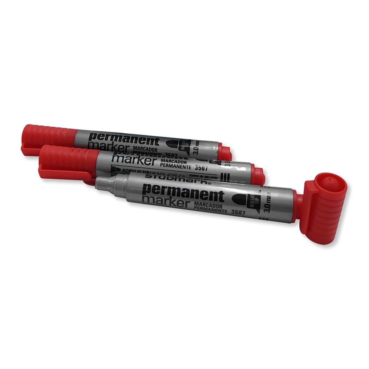 Marcador Permanente Punta Bola Rojo 12 Und Studmark 3507-B