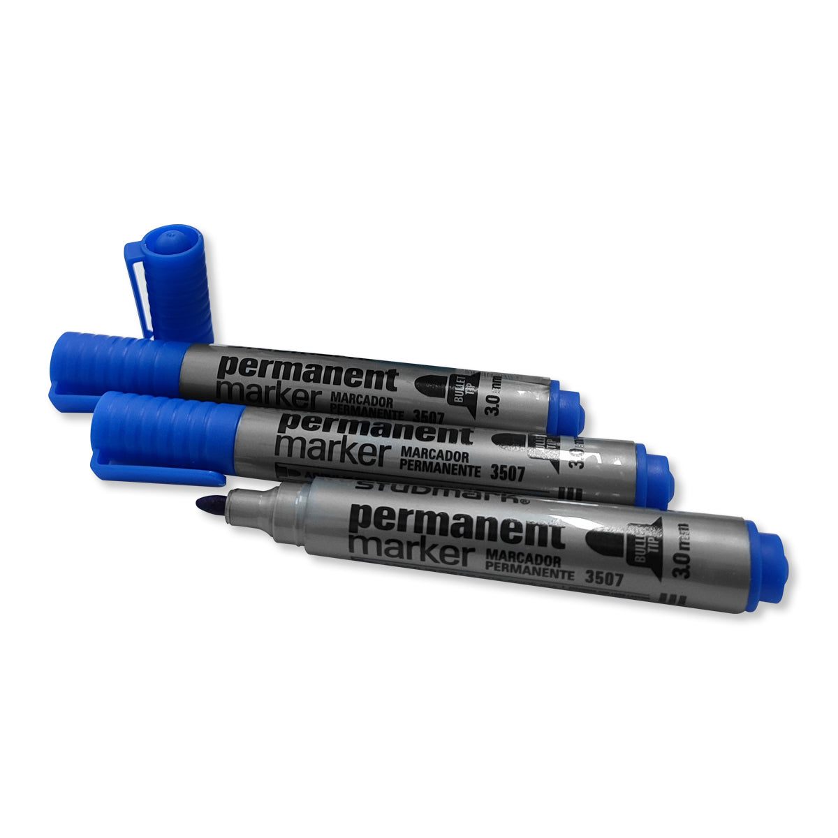 Marcador Permanente Punta Bola Azul 12 Und Studmark 3507-C