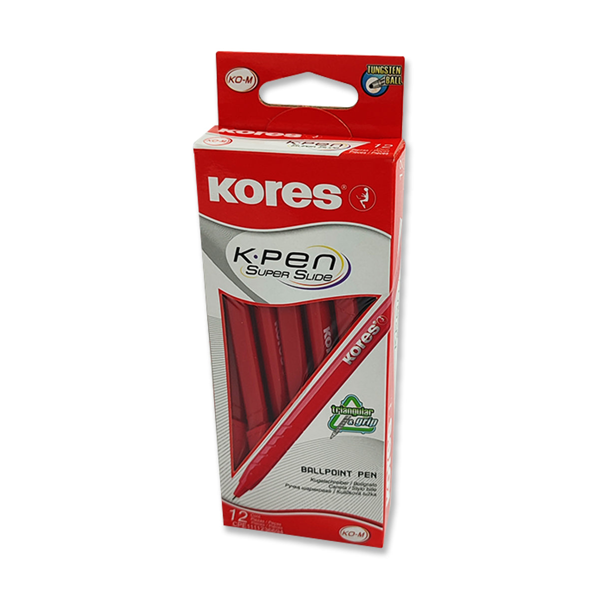 Bolígrafo Kores K0M Color Rojo Caja de 12 Unidades