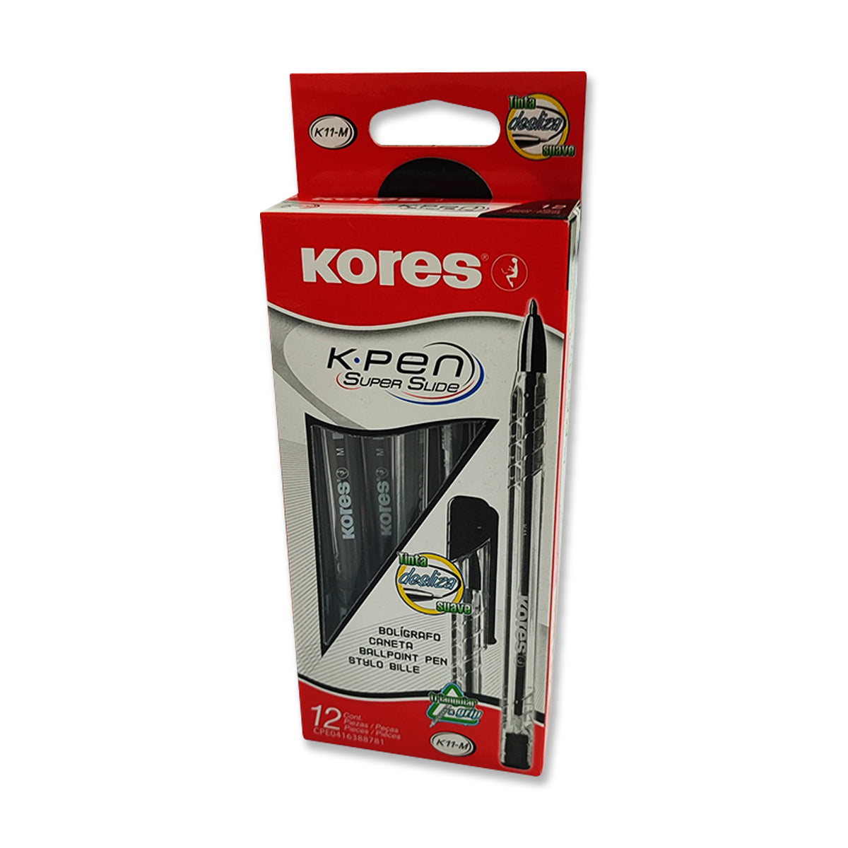 Bolígrafo Kores K11M Color Negro Caja de 12 Unidades