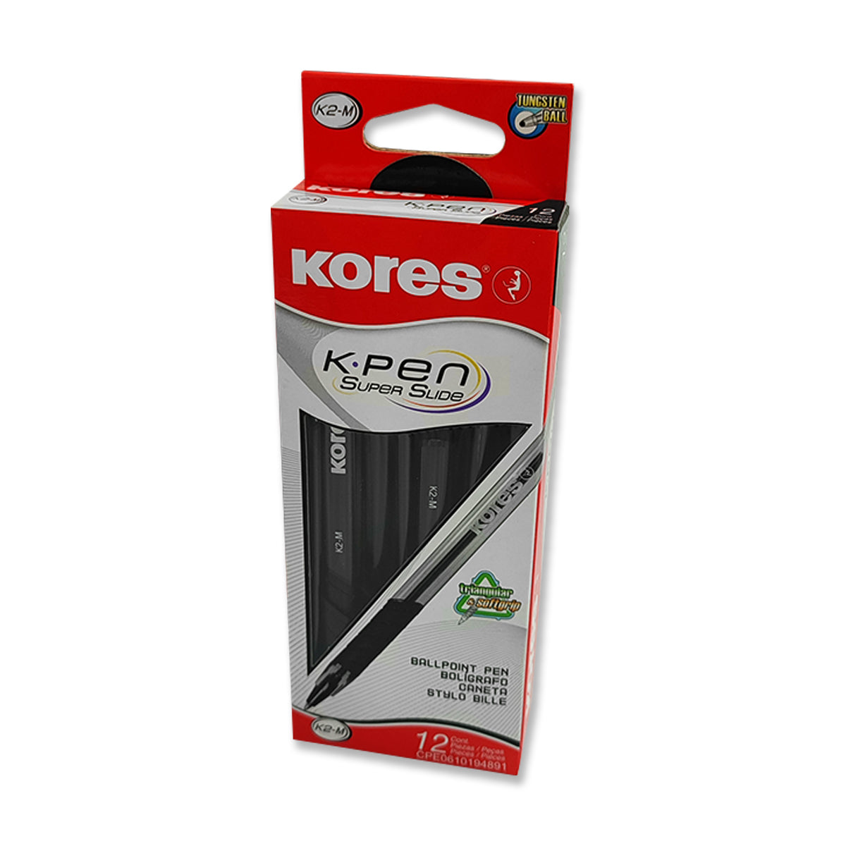 Bolígrafo Kores K2M Color Negro Caja de 12 Unidades