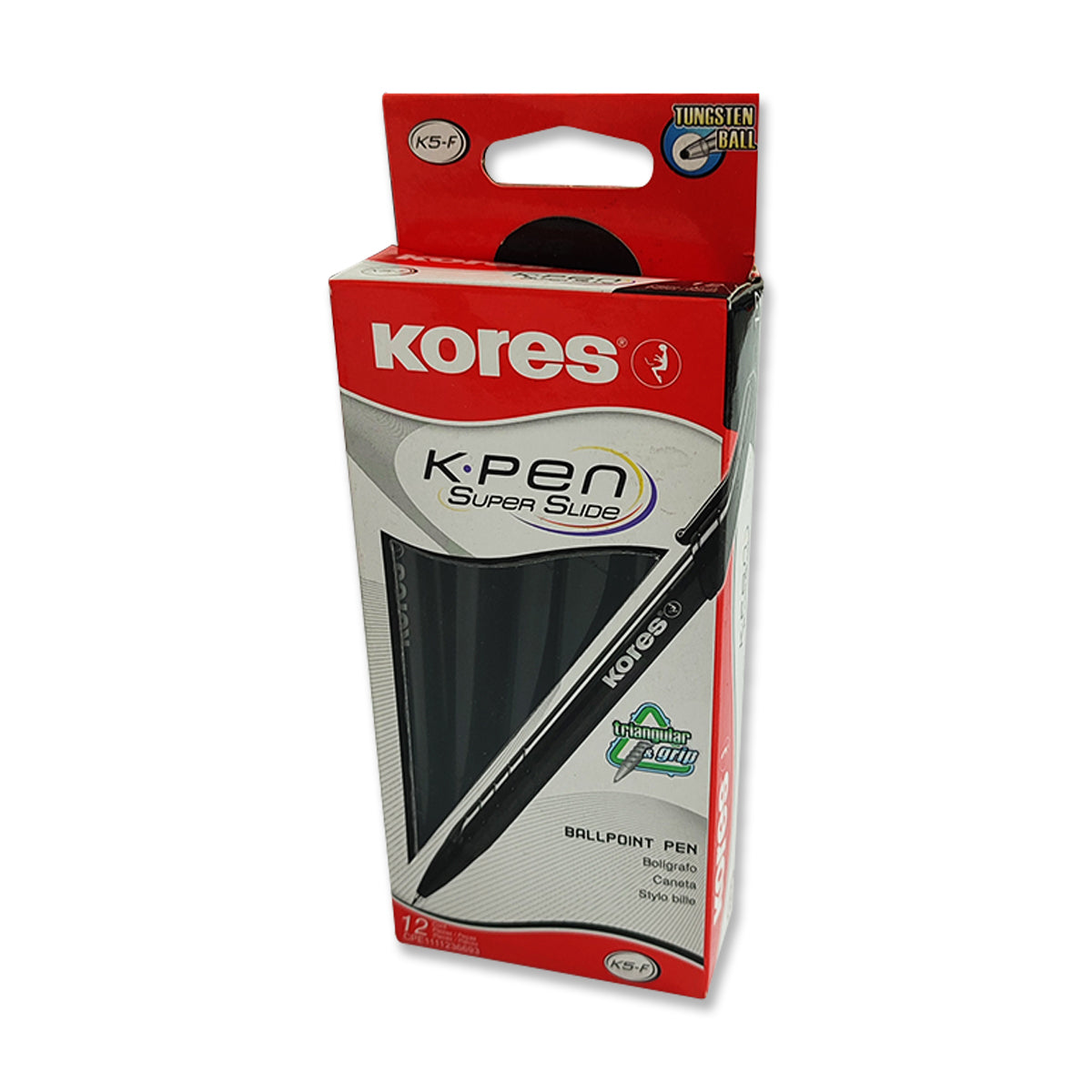 Bolígrafo Kores K5F Color Negro Caja de 12 Unidades