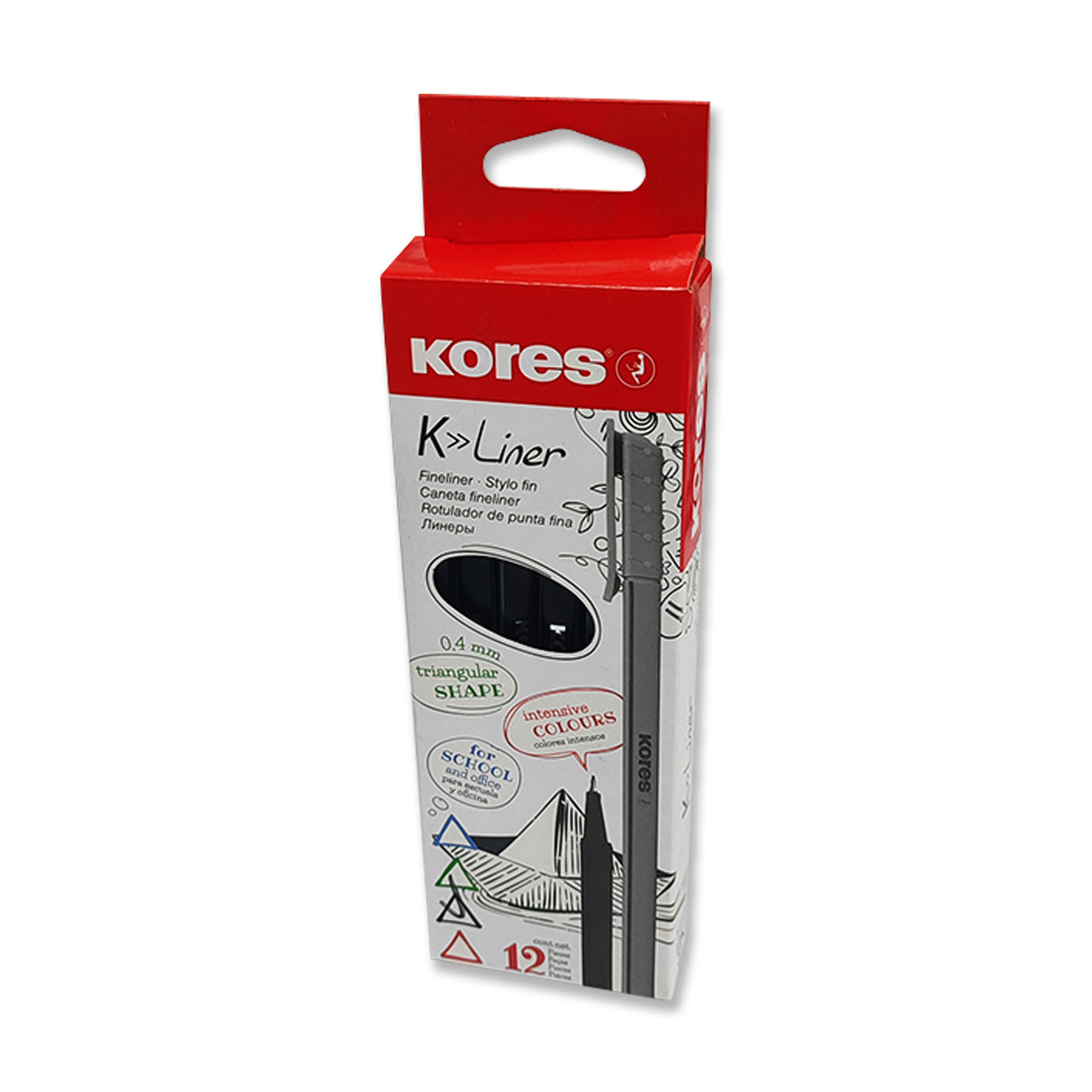 Rotulador Kores K-Liner Negro Caja de 12 Unidades