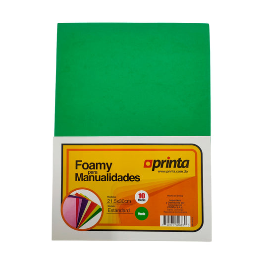 Foami Printa color verde - PR-E-01270G 10 piezas